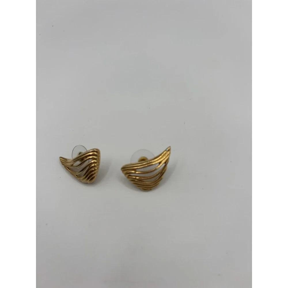 Givenchy Paris New‎ York Angel Wing Pierced Earrings Vintage Signed - Picture 2 of 6